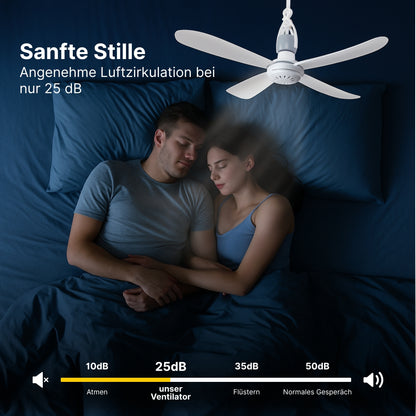 Mobiler Deckenventilator mit Anschlusskabel, leise, Ø40 cm